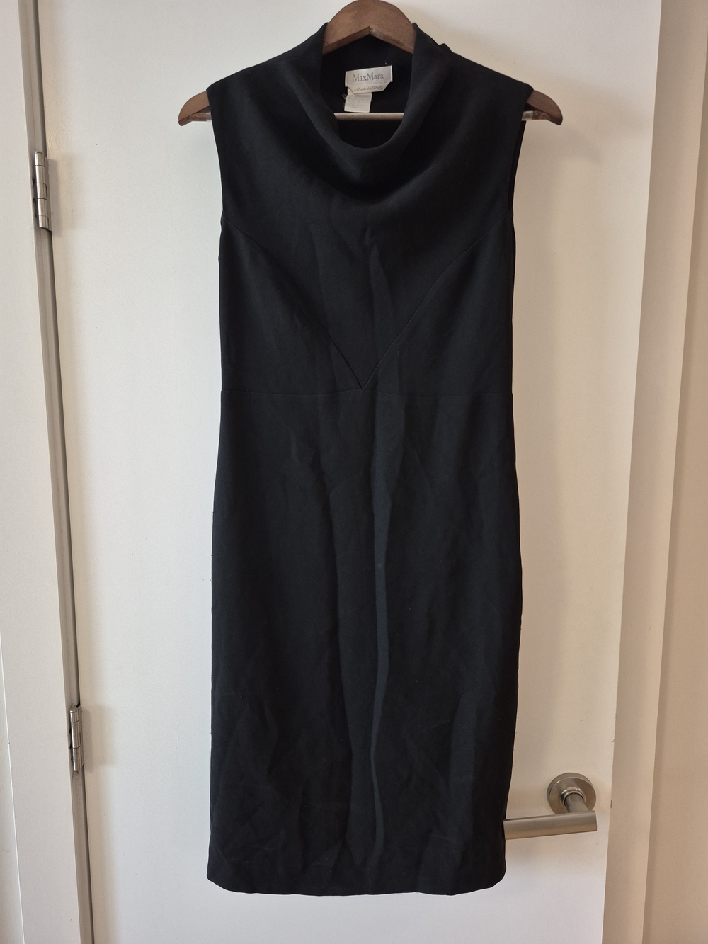 MaxMara Black Sleeveless Cowl-Neck Midi Dress